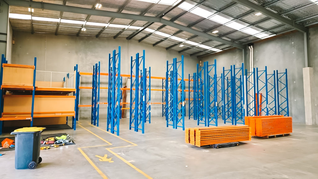 Pallet Racking in the process of being dismantled.